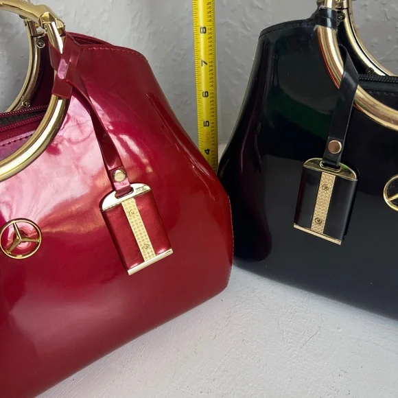 Source Unknown Red and Black Shoulder Bags with Gold Accents - Picture 8 of 16